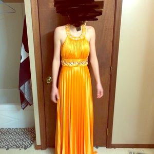 Orange silk formal dress
